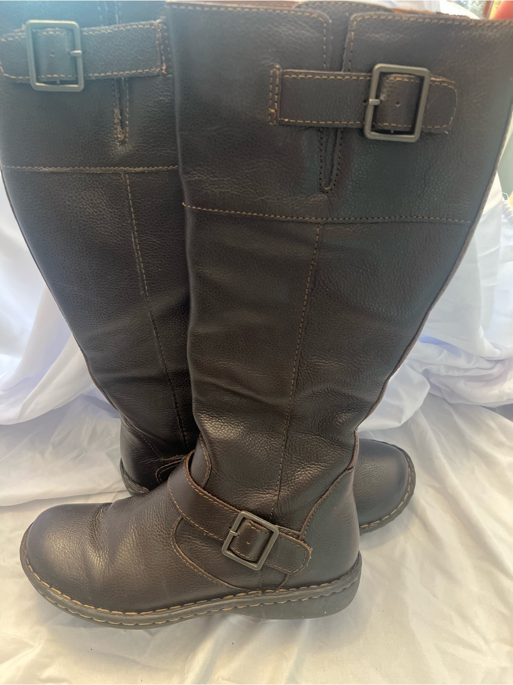 G.H. Bass & Co. Brown Leather Knee-High Combat Boots